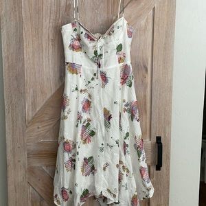 White bustier floral midi dress